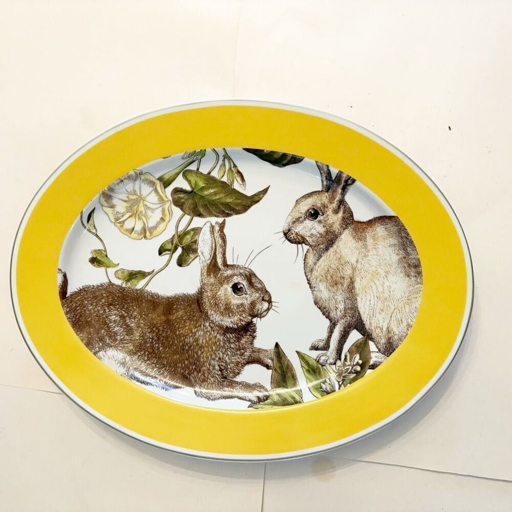Williams Sonoma Spring Bunny Serving Platter 17” Ceramic Easter Rabbit